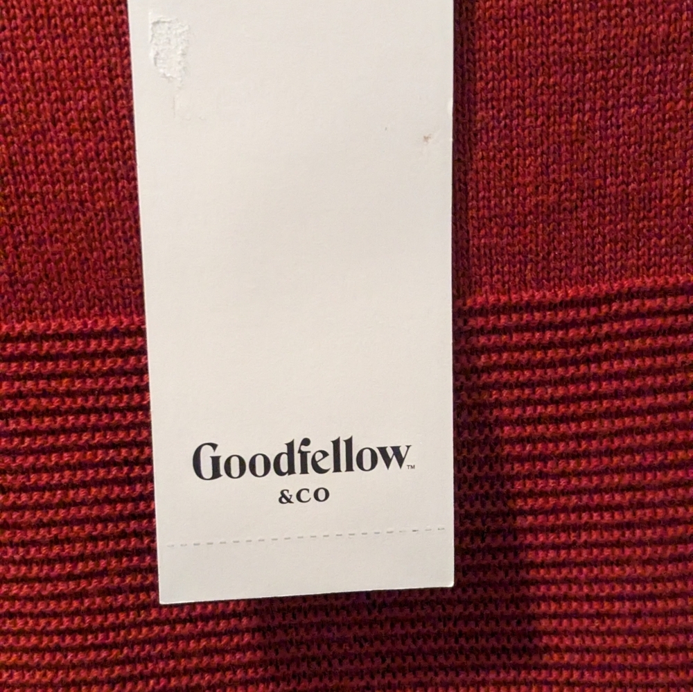 Goodfellow Mens Sweater Large 3D Knit Soft Cotton Red Orange Rust Fall Autumn - Picture 3 of 7